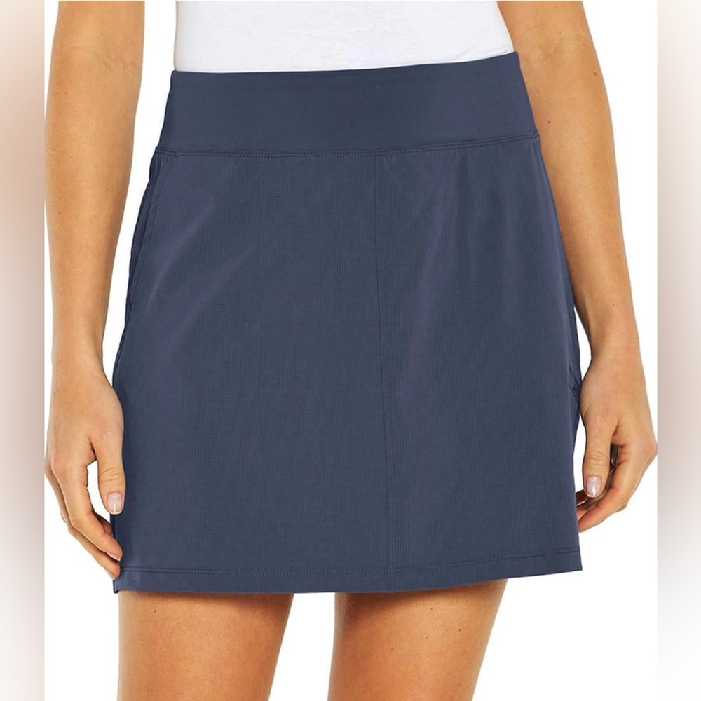 Orvis Women Blue Mini A-Line Stretch Pull On Athletic Sports Skirt Size Large